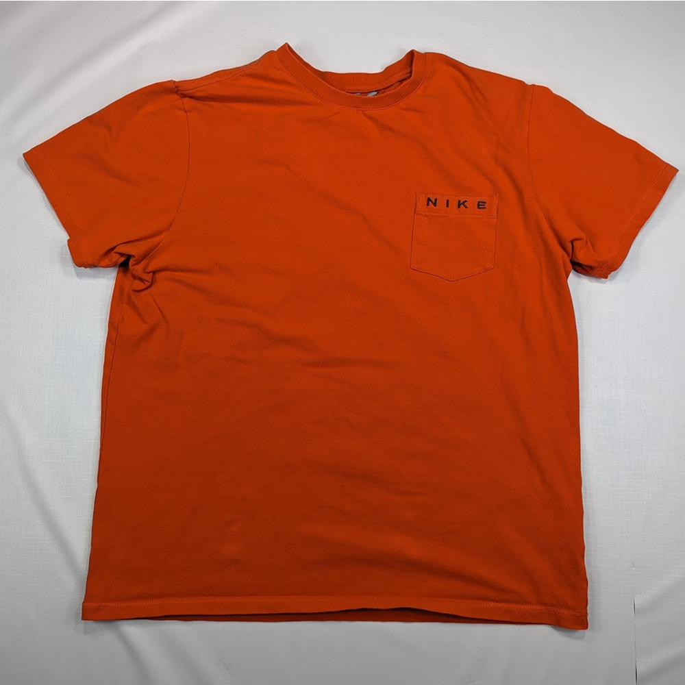 VTG Y2K Nike Pocket Men's T-Shirt Embroidered Logo Tee Spellout XLarge Orange